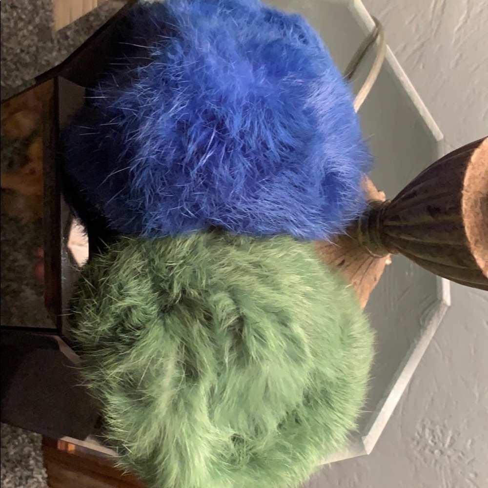 Fur ear muffs! 1 blue & 1 green
